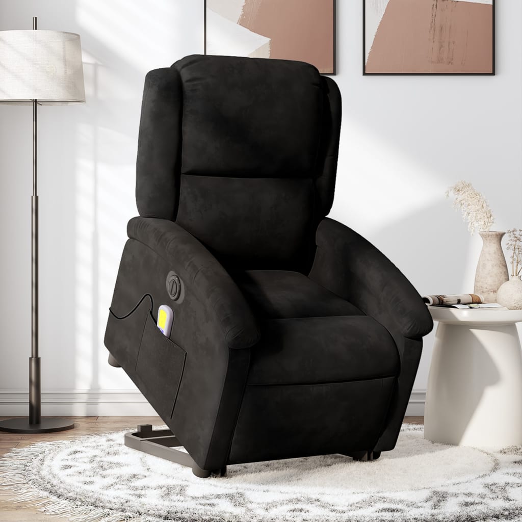 Sta-Op-Massagestoel Fluweel Zwart