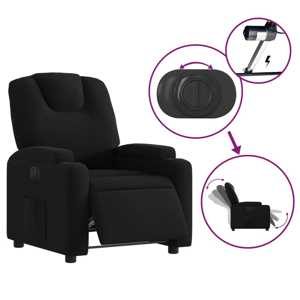 Fauteuil Verstelbaar Elektrisch Stof Zwart