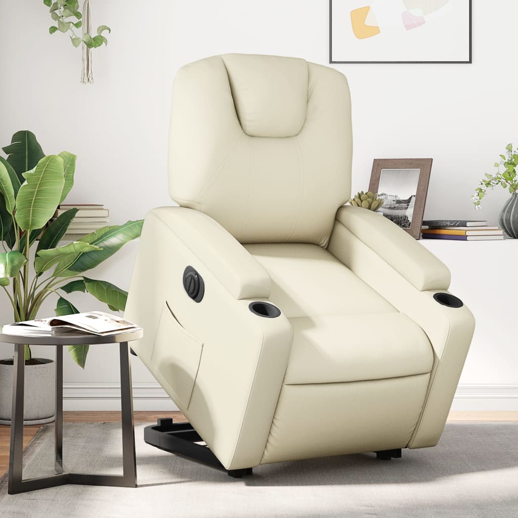 Sta-Op-Massagestoel Elektrisch Kunstleer Kleurig Crème