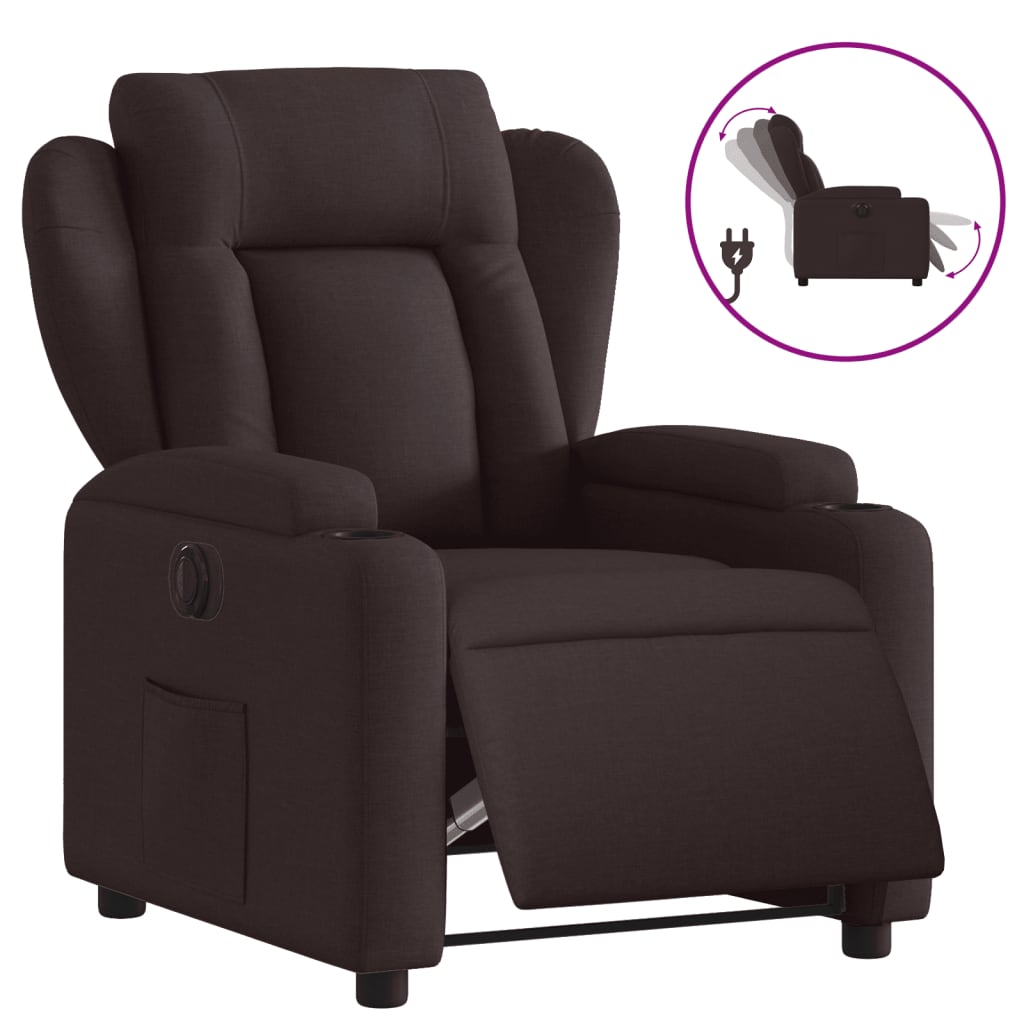 Fauteuil Verstelbaar Elektrisch Stof Donkerbruin