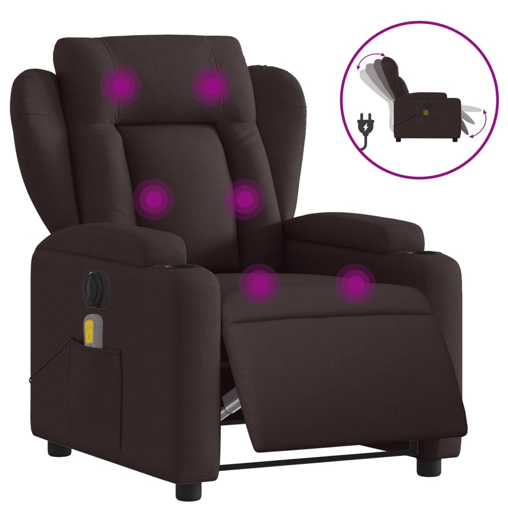 Massagestoel Stof Donkerbruin