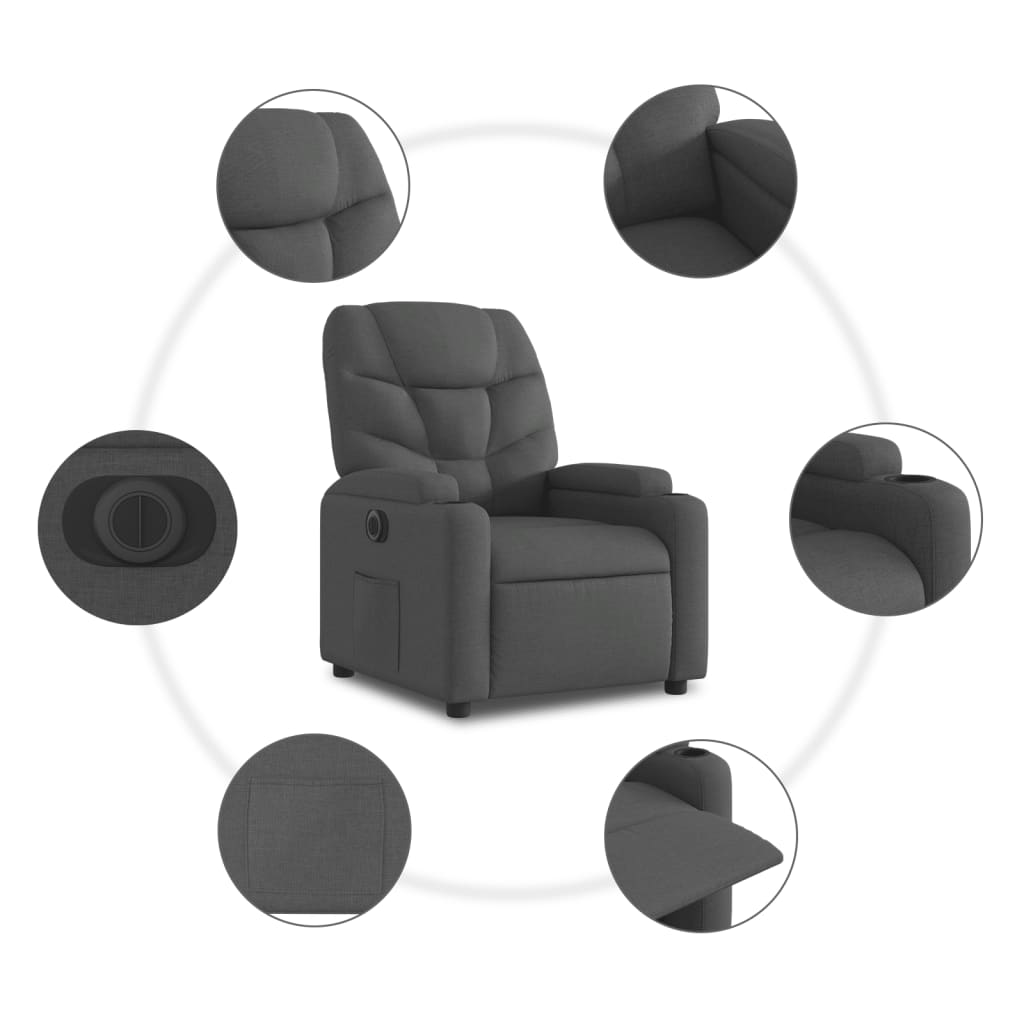 Fauteuil Verstelbaar Elektrisch Stof Zwart