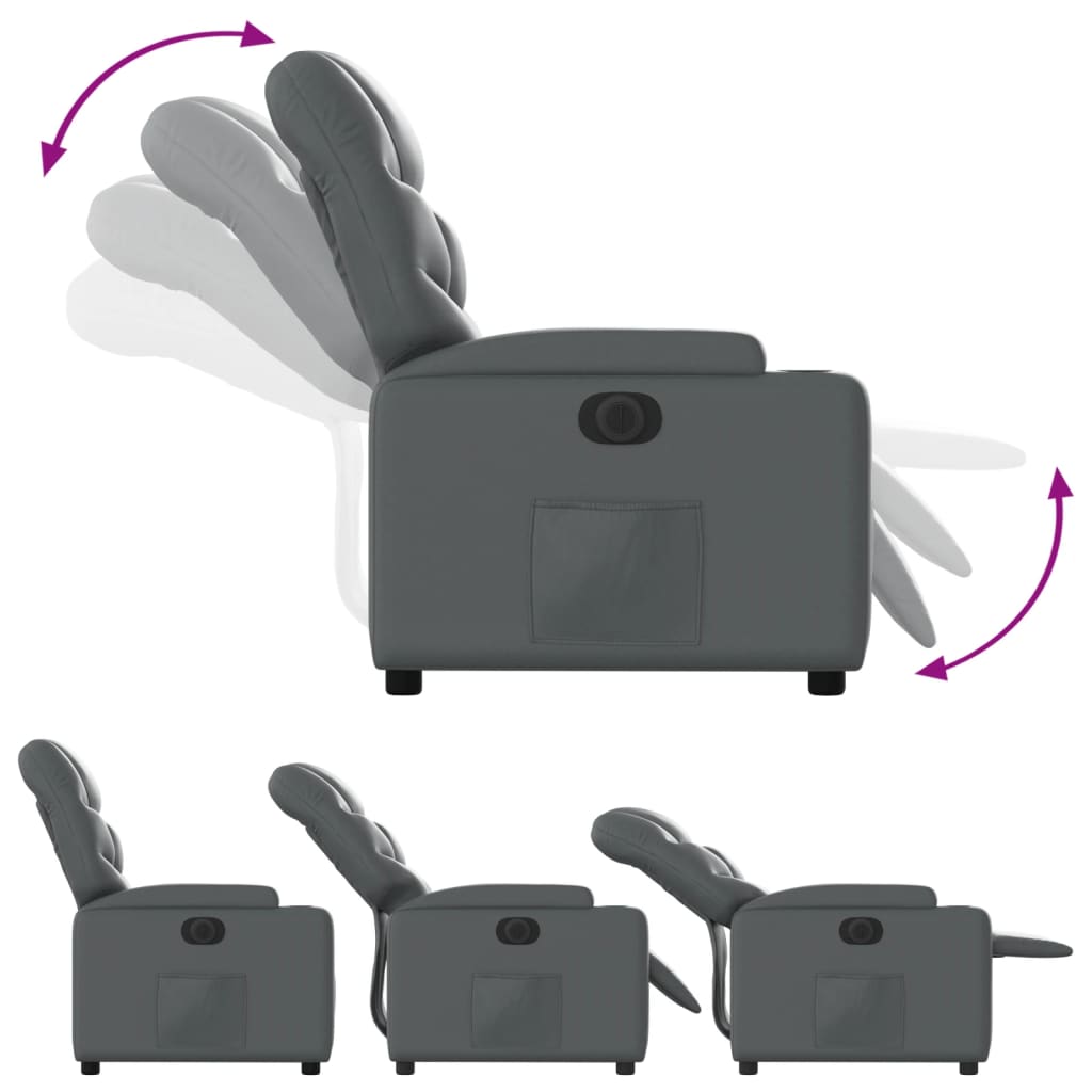 Fauteuil Verstelbaar Elektrisch Kunstleer Grijs