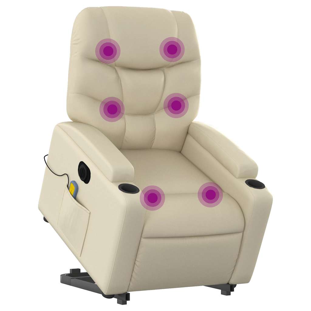 Sta-Op-Massagestoel Elektrisch Kunstleer Kleurig Crème