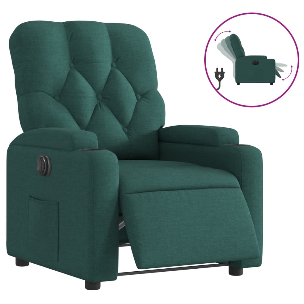 Fauteuil Verstelbaar Elektrisch Stof Donkergroen