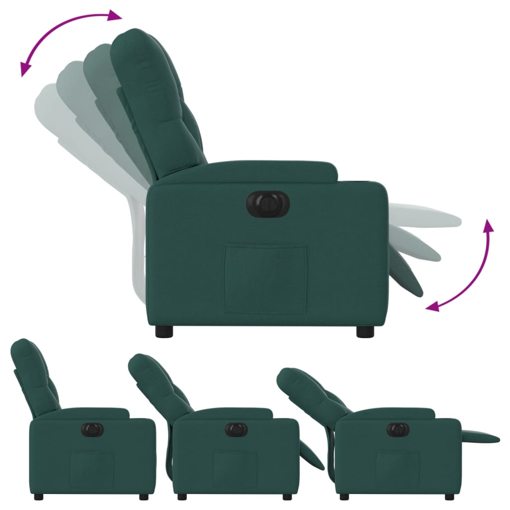 Fauteuil Verstelbaar Elektrisch Stof Donkergroen