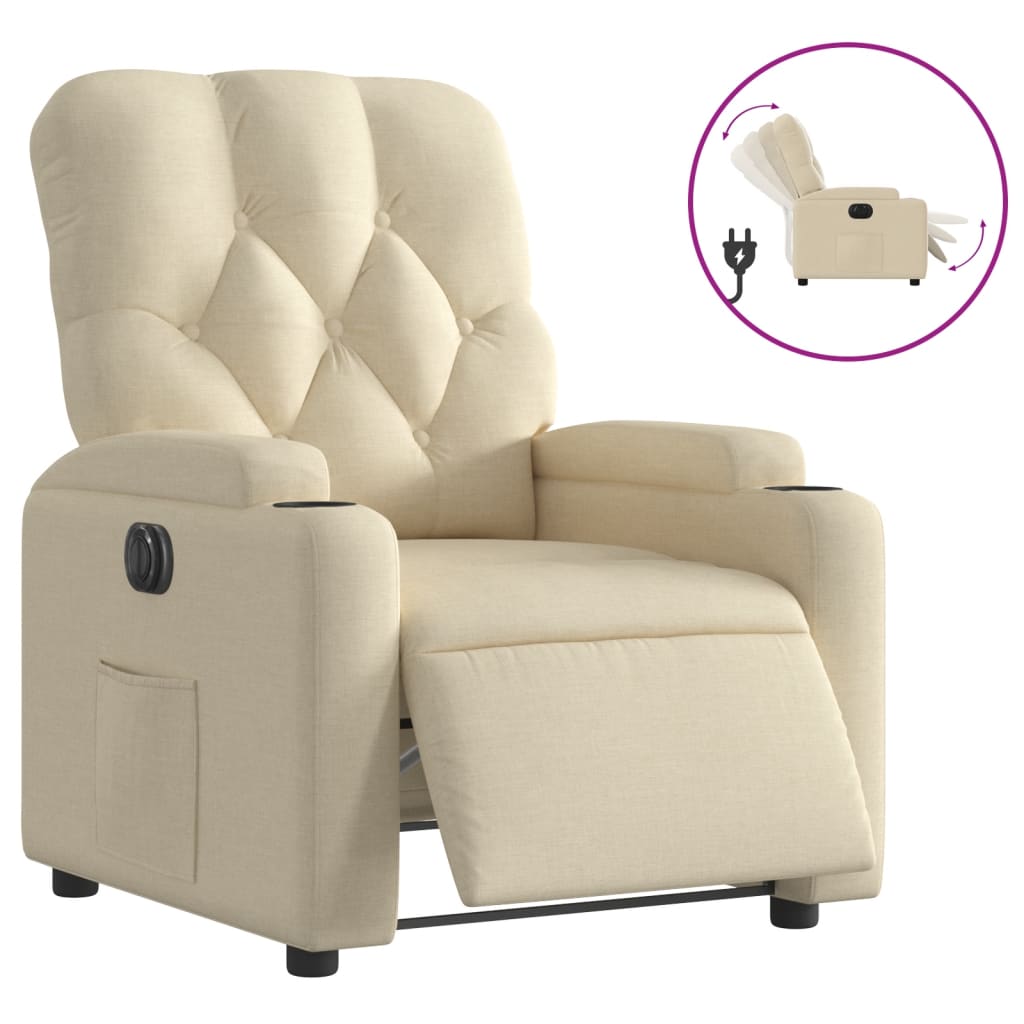 Fauteuil Verstelbaar Elektrisch Stof Kleurig Crème