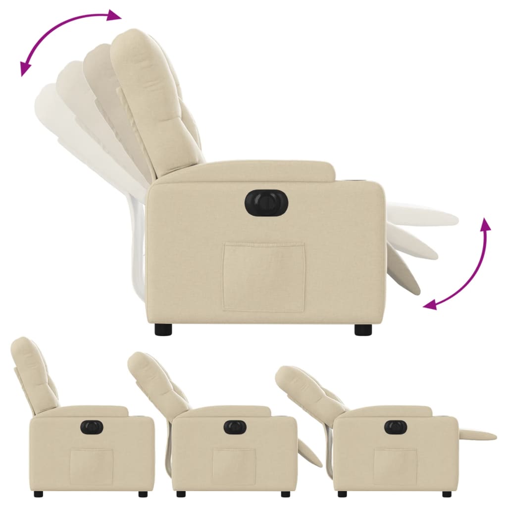 Fauteuil Verstelbaar Elektrisch Stof Kleurig Crème