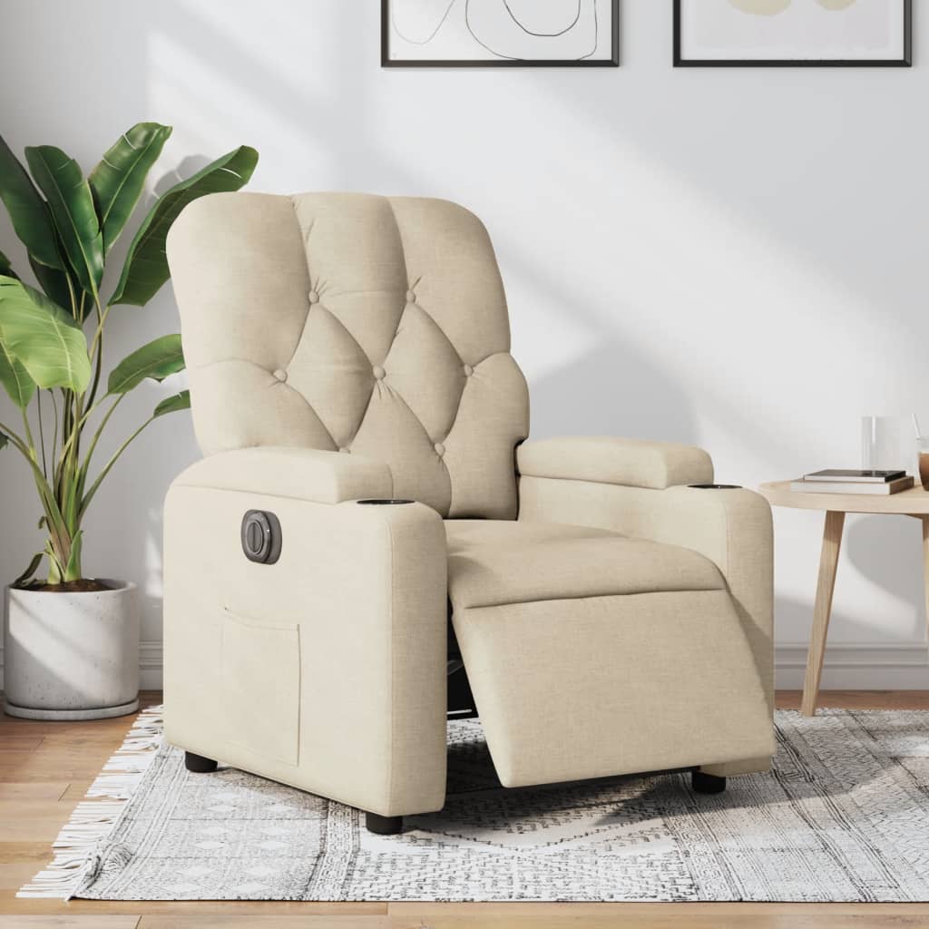Fauteuil Verstelbaar Elektrisch Stof Kleurig Crème