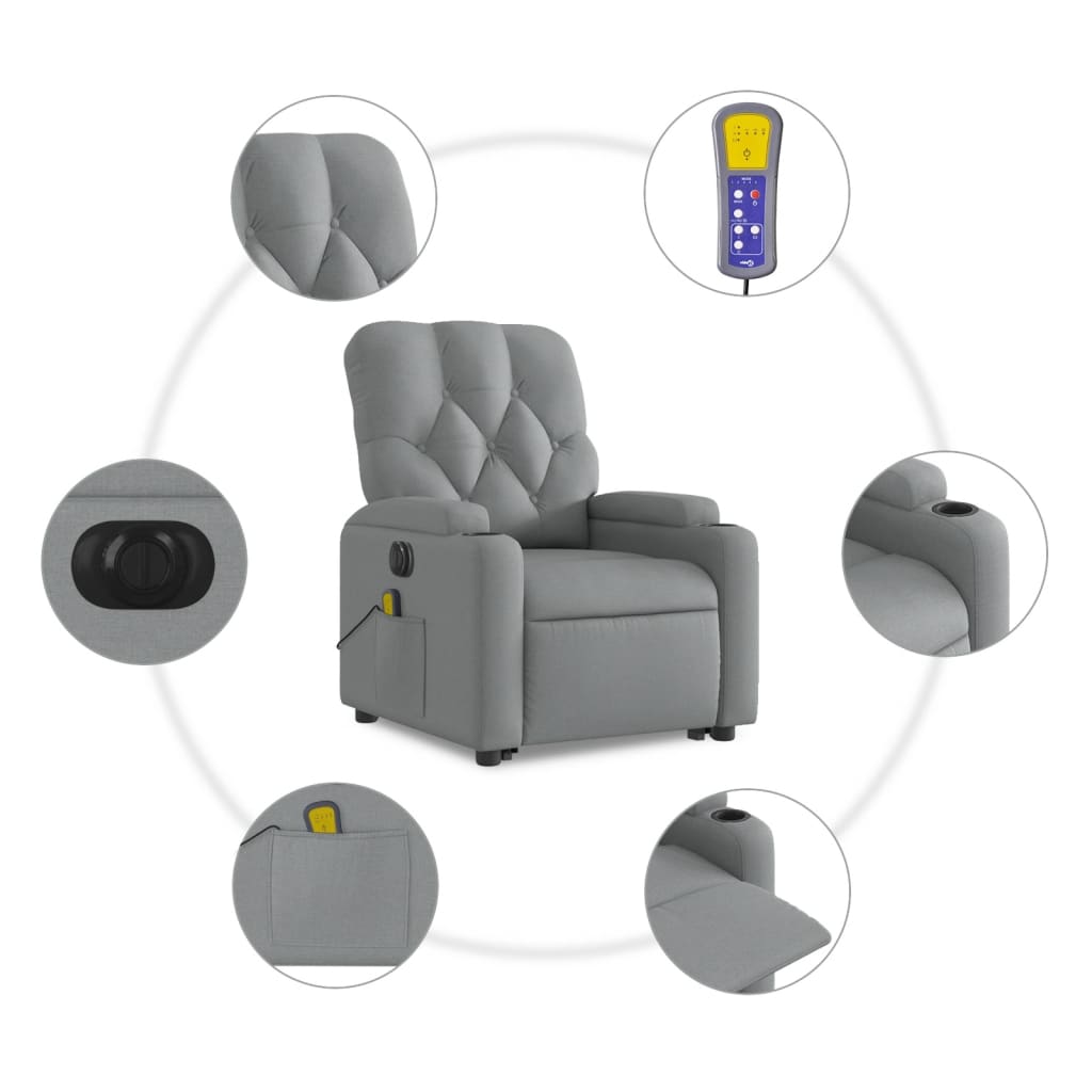 Sta-Op-Massagestoel Stof Lichtgrijs