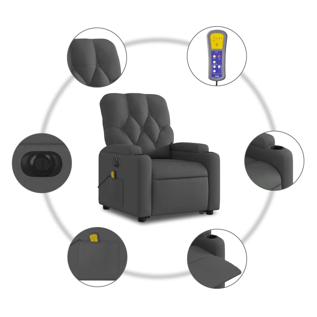 Sta-Op-Massagestoel Stof Donkergrijs