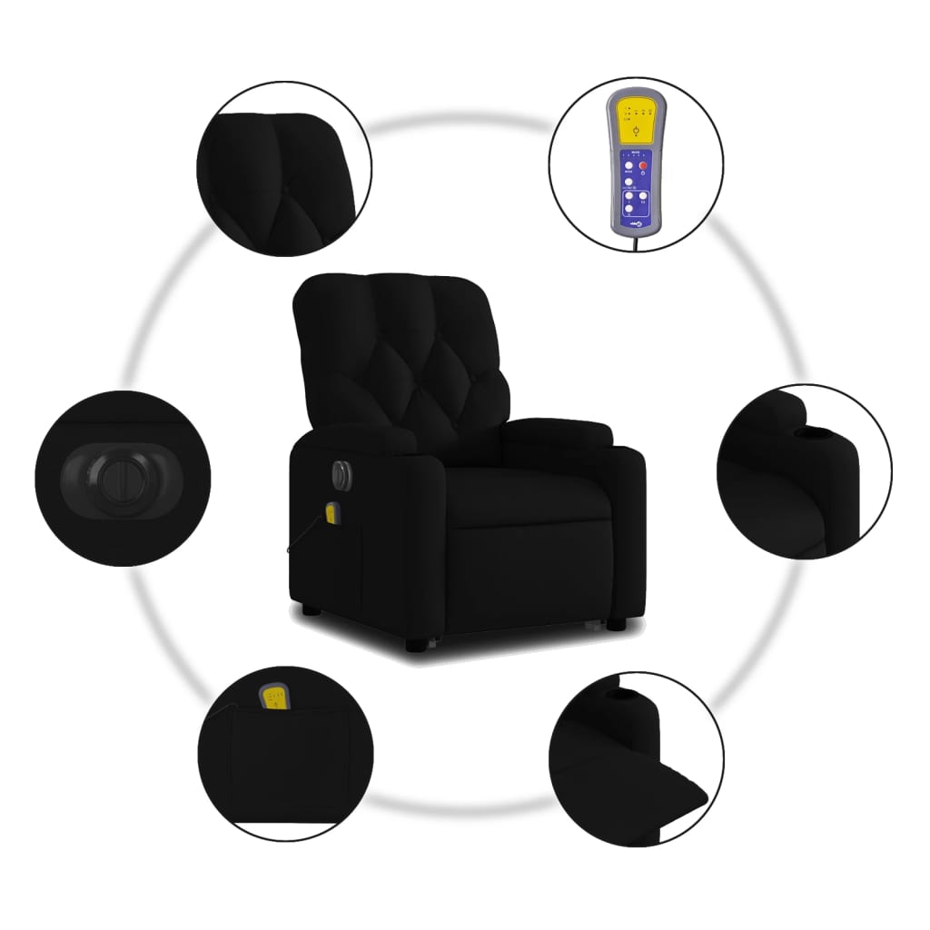 Sta-Op-Massagestoel Stof Zwart