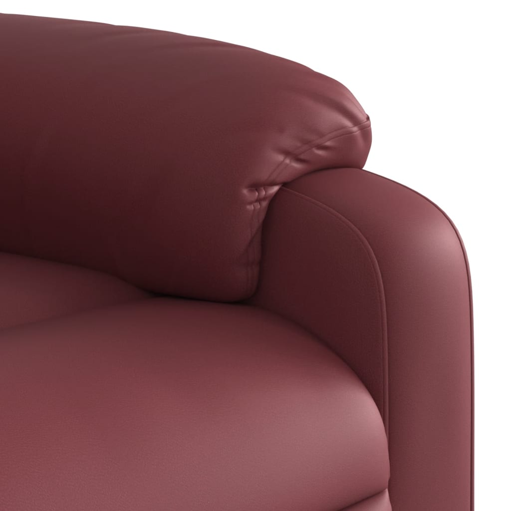 Fauteuil Verstelbaar Elektrisch Kunstleer Wijnrood