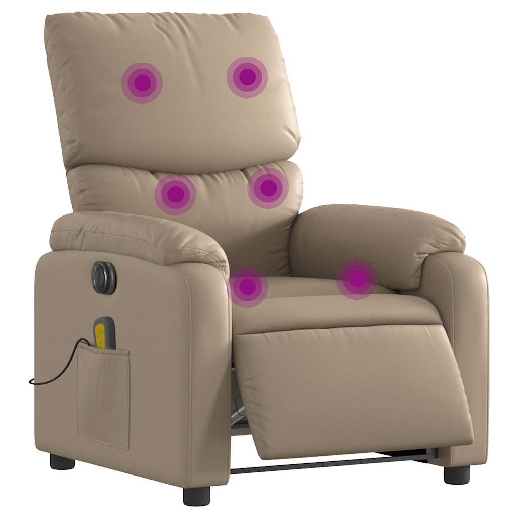 Massagestoel Verstelbaar Elektrisch Kunstleer Kleurig Cappuccino