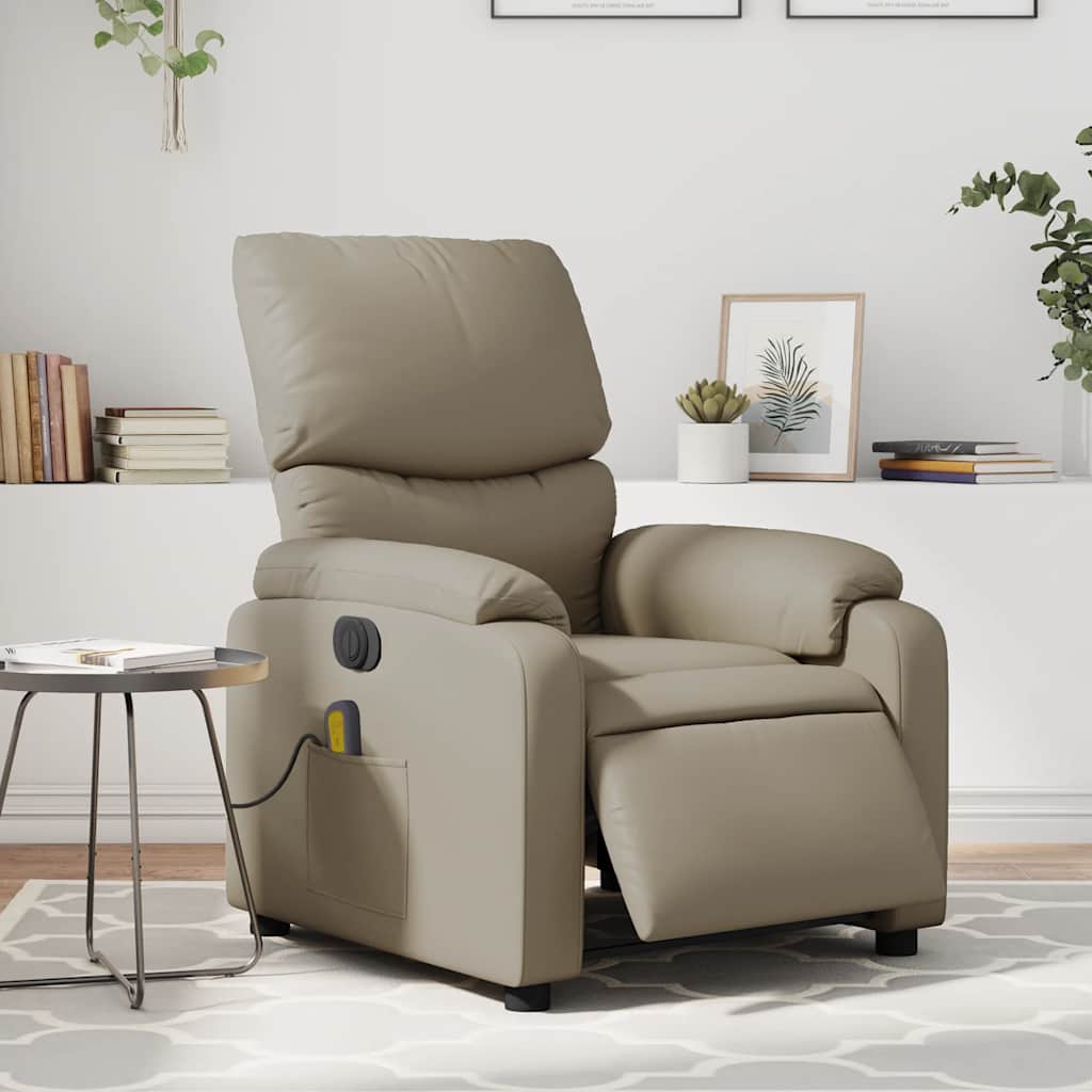 Massagestoel Verstelbaar Elektrisch Kunstleer Kleurig Cappuccino
