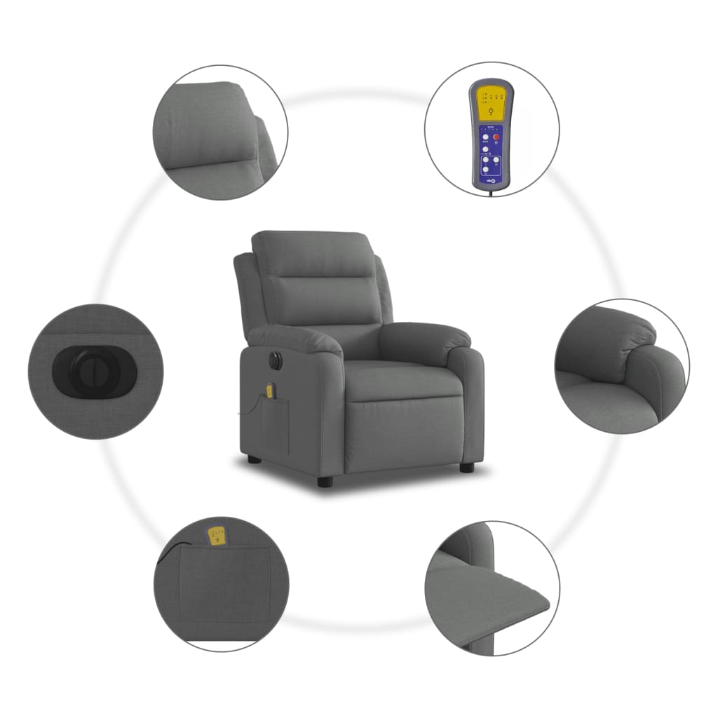 Massagestoel Stof Donkergrijs