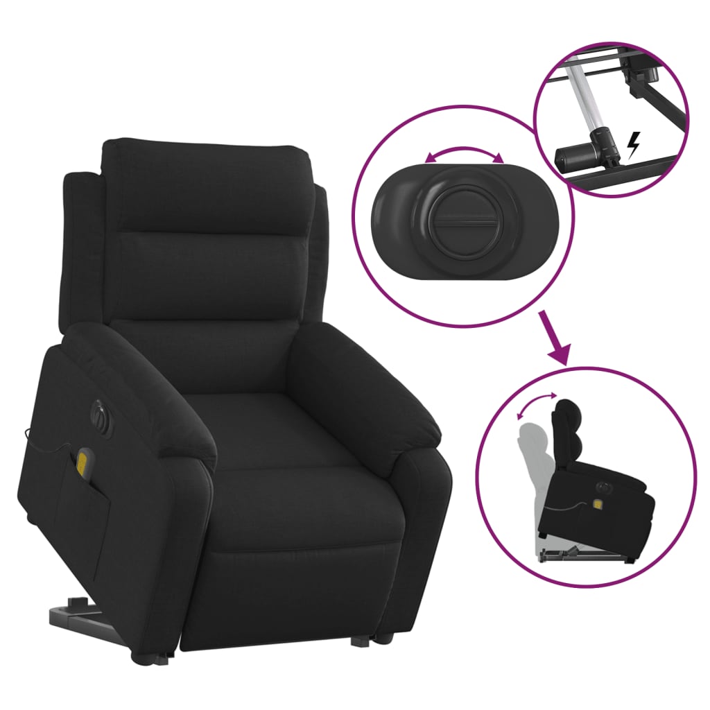 Sta-Op-Massagestoel Stof Zwart