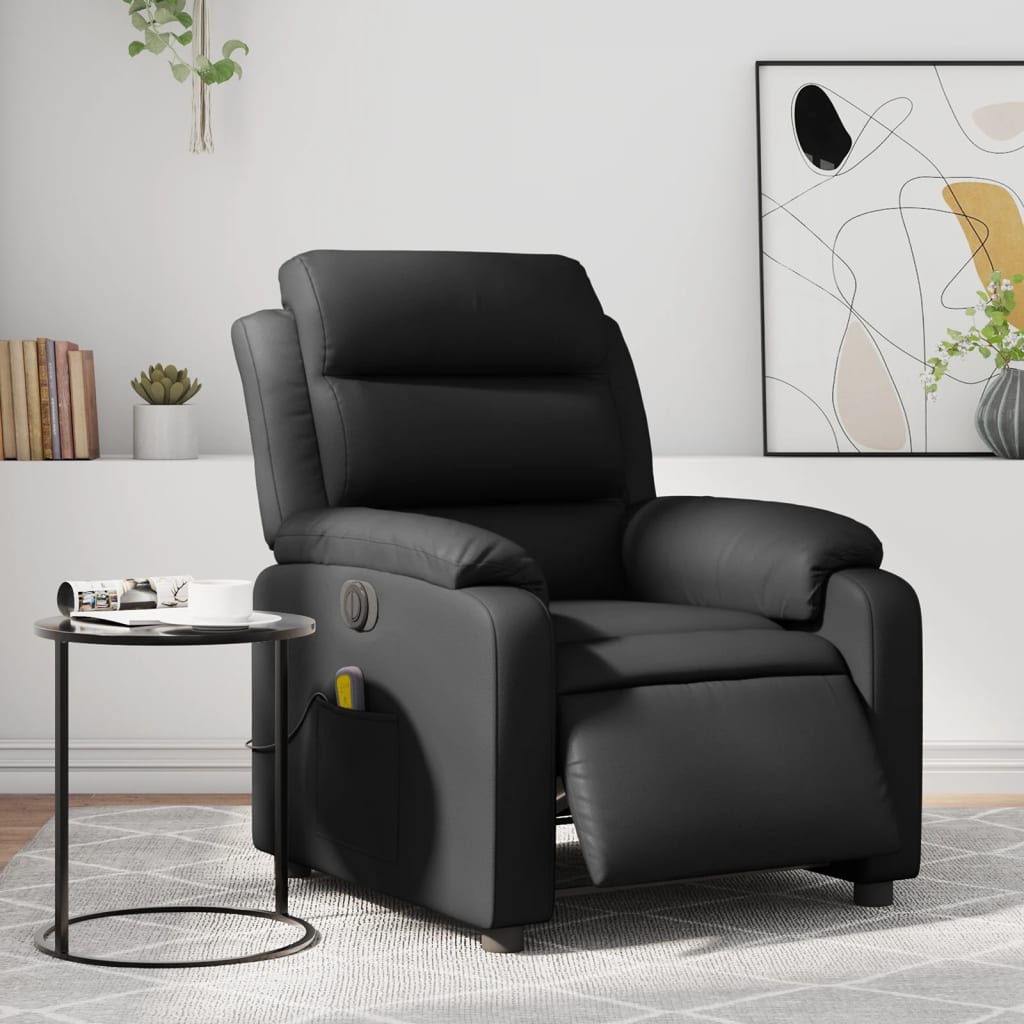 Massagestoel Verstelbaar Elektrisch Kunstleer Zwart