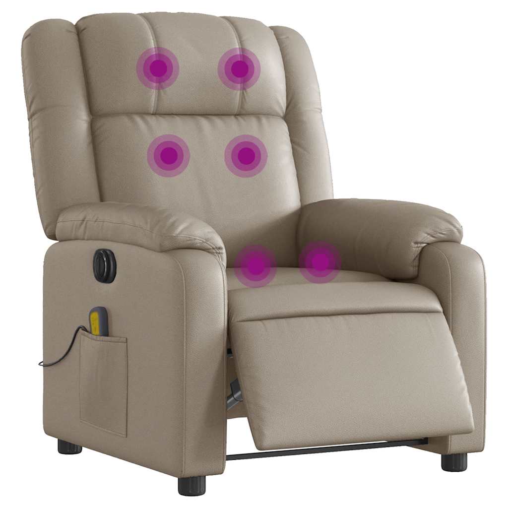 Massagestoel Verstelbaar Elektrisch Kunstleer Kleurig Cappuccino