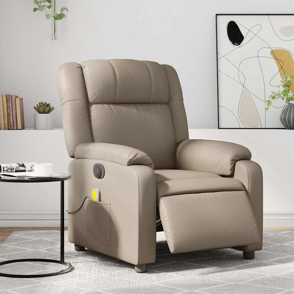 Massagestoel Verstelbaar Elektrisch Kunstleer Kleurig Cappuccino