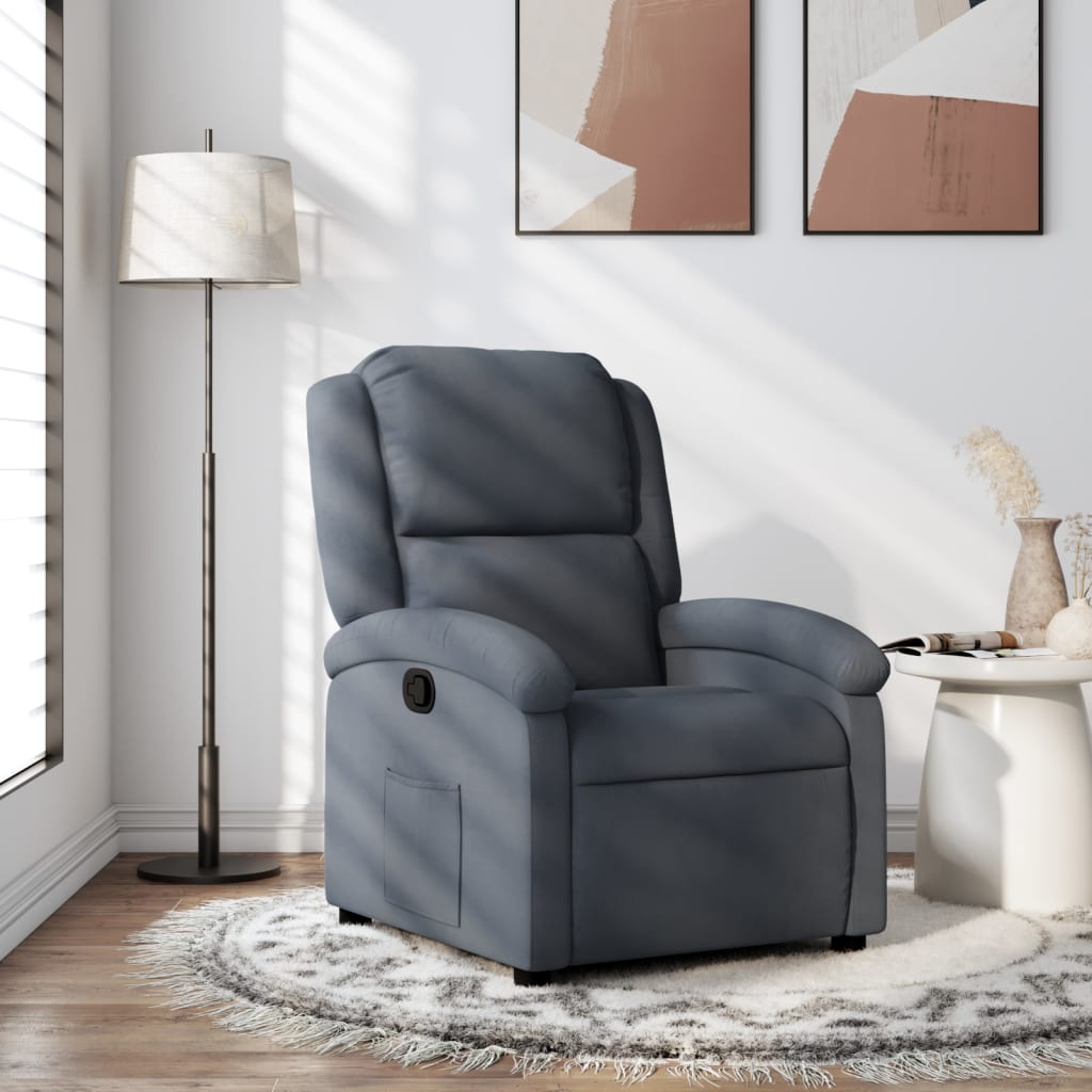 Fauteuil Verstelbaar Fluweel Donkergrijs