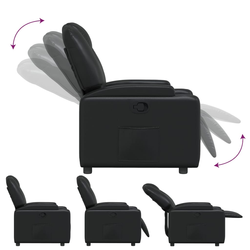 Fauteuil Verstelbaar Kunstleer Zwart