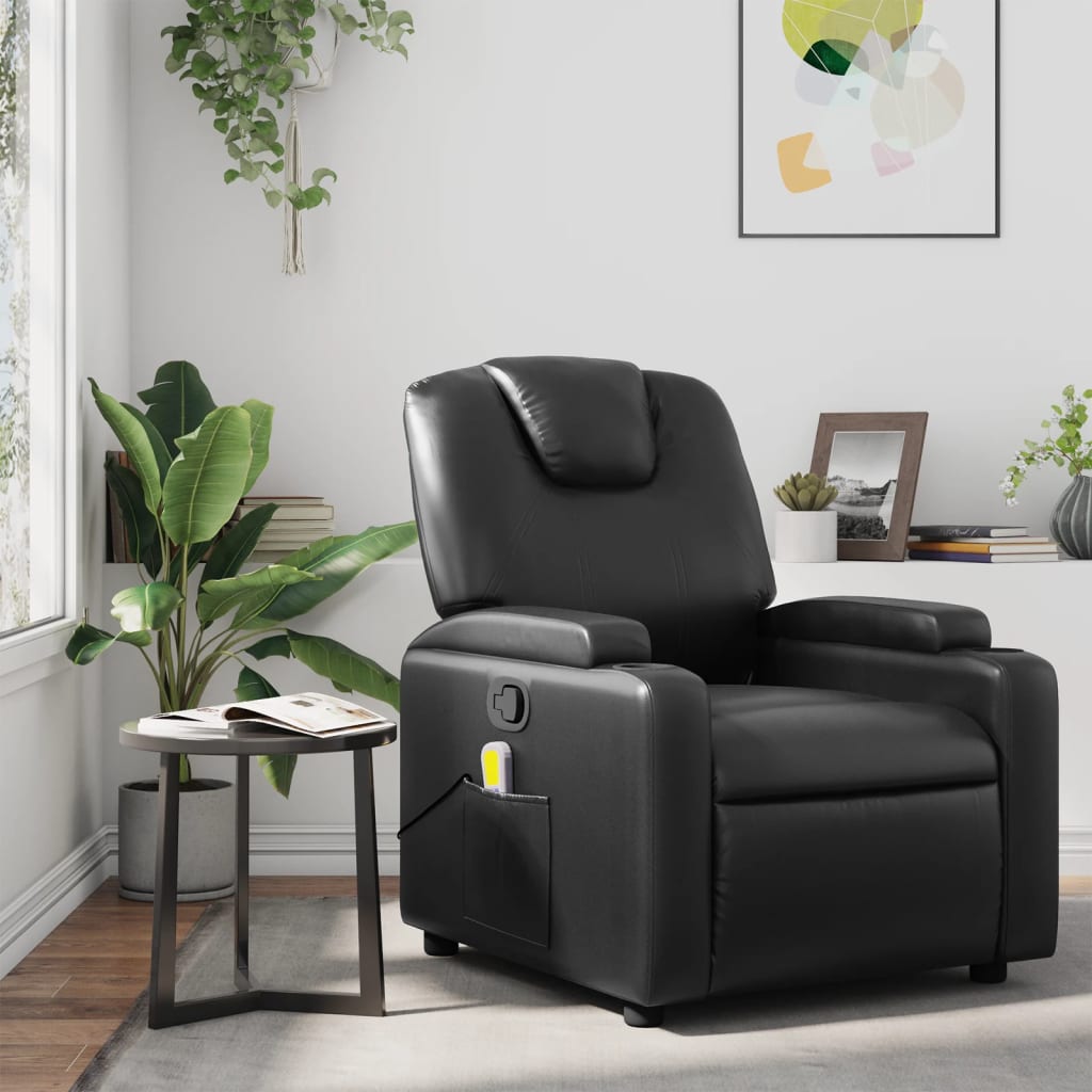 Fauteuil Verstelbaar Kunstleer Zwart