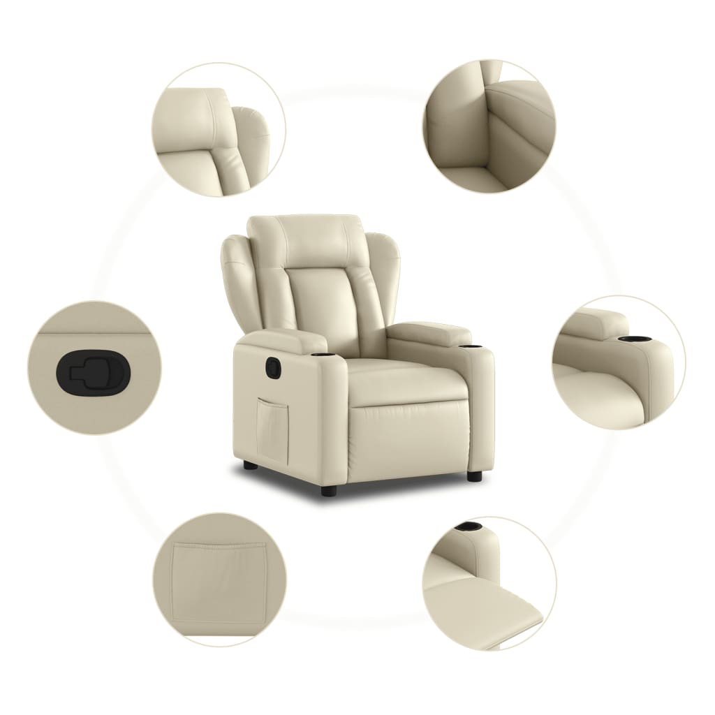 Fauteuil Verstelbaar Kunstleer Kleurig Crème
