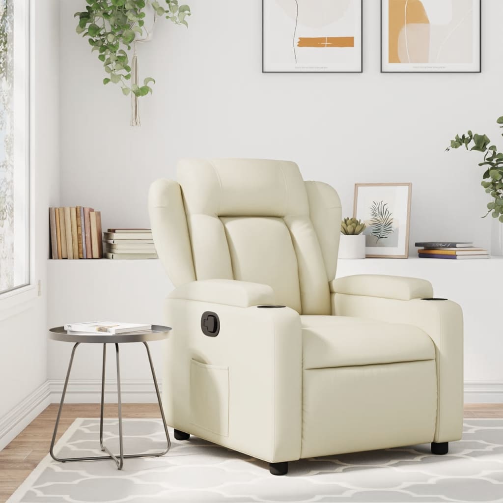 Fauteuil Verstelbaar Kunstleer Kleurig Crème