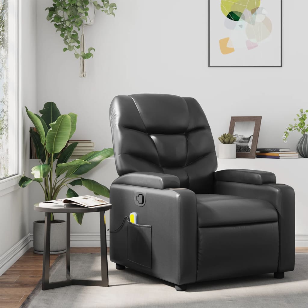 Fauteuil Verstelbaar Kunstleer Zwart