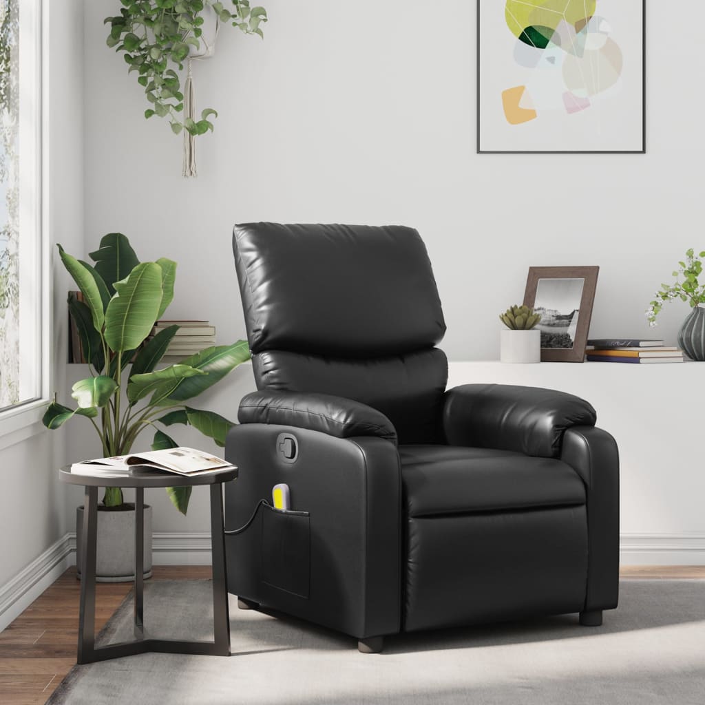 Fauteuil Verstelbaar Kunstleer Zwart