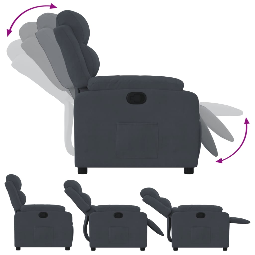 Fauteuil Verstelbaar Fluweel Donkergrijs