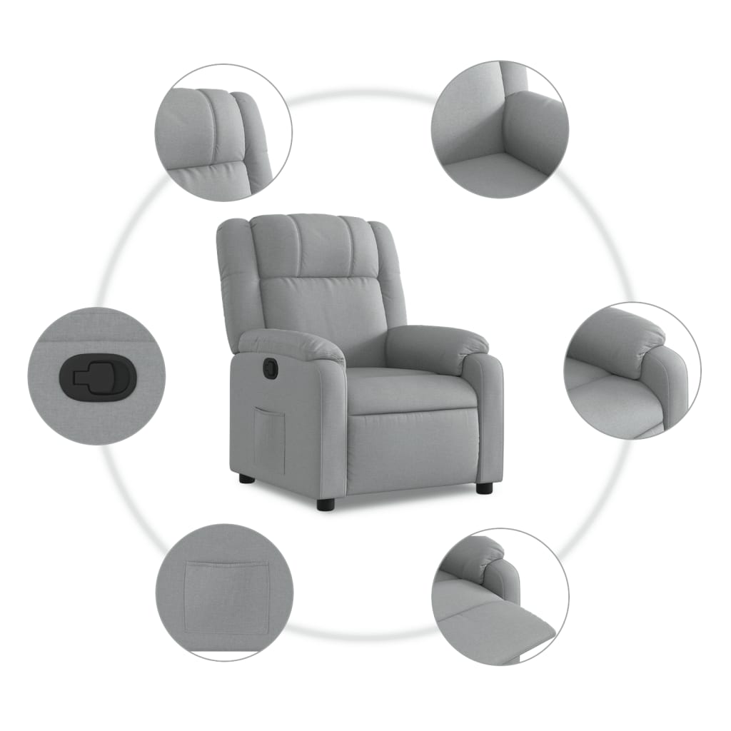 Fauteuil Verstelbaar Stof Lichtgrijs