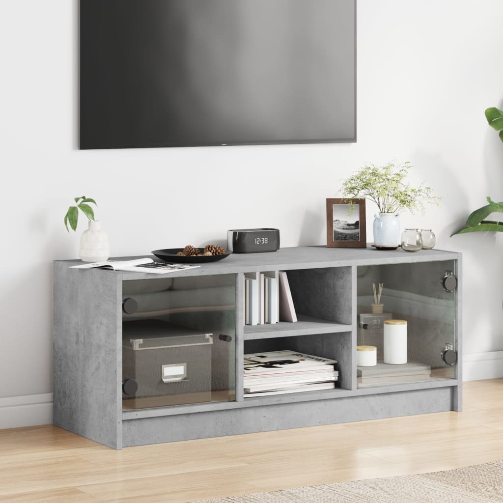 Tv-Meubel Met Glazen Deuren 02X37X42 Cm