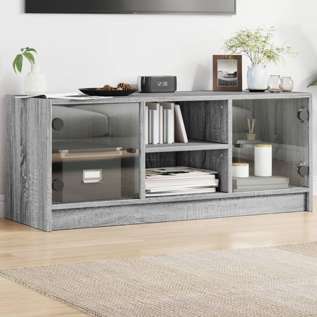 Tv-Meubel Met Glazen Deuren 02X37X42 Cm