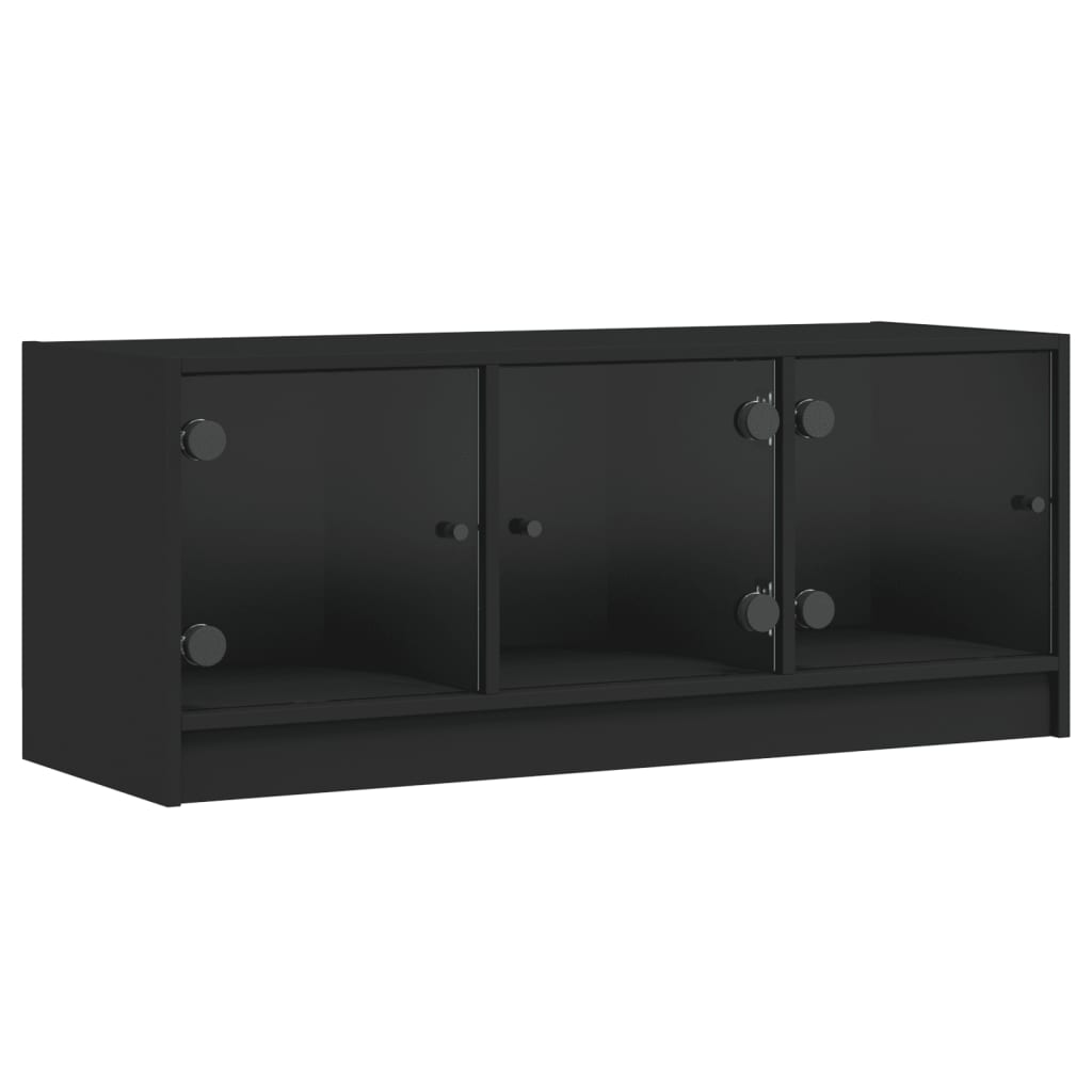 Tv-Meubel Met Glazen Deuren 02X37X42 Cm