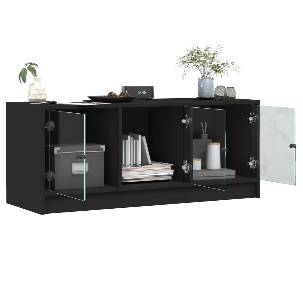 Tv-Meubel Met Glazen Deuren 02X37X42 Cm