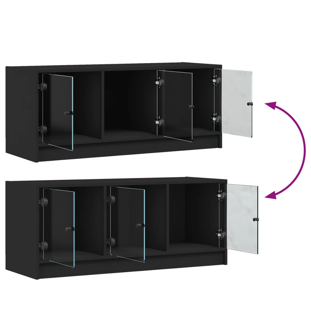 Tv-Meubel Met Glazen Deuren 02X37X42 Cm