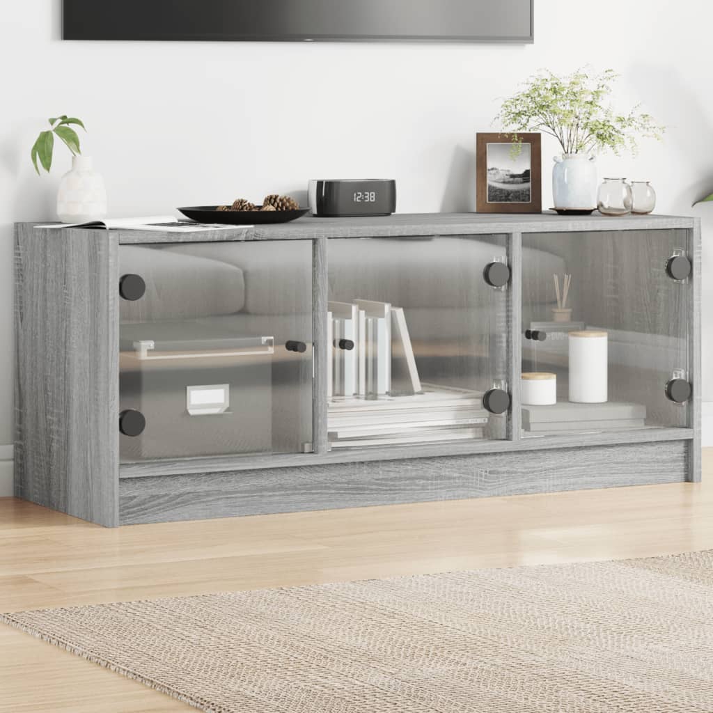 Tv-Meubel Met Glazen Deuren 02X37X42 Cm