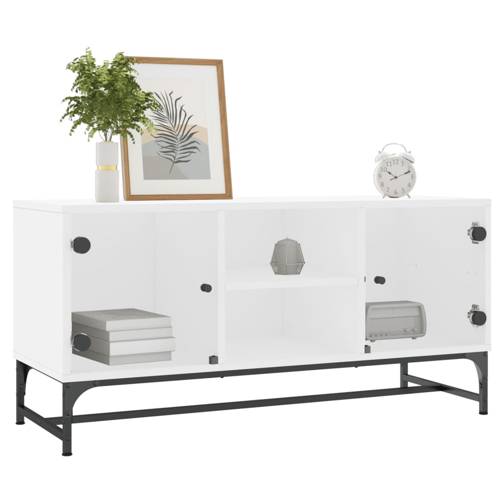 Tv-Meubel Met Glazen Deuren 02X37X50 Cm