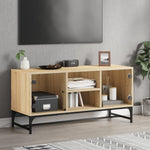 Tv-Meubel Met Glazen Deuren 02X37X50 Cm