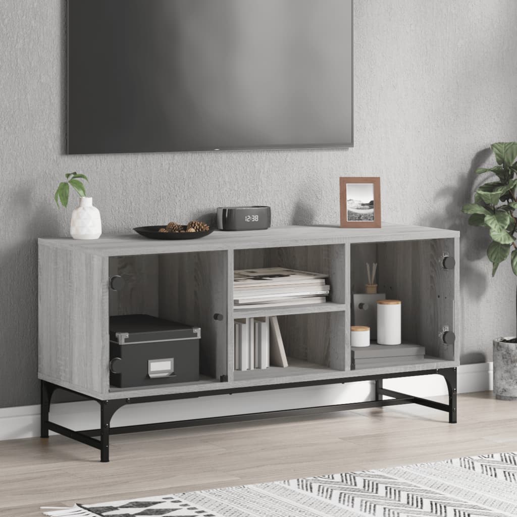 Tv-Meubel Met Glazen Deuren 02X37X50 Cm