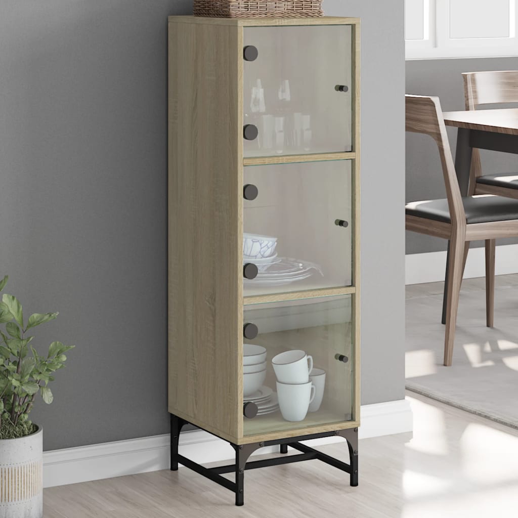Hoge Kast Met Glazen Deuren 35X37X120 Cm