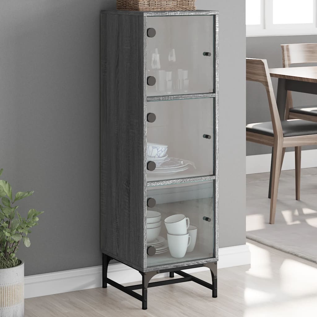 Hoge Kast Met Glazen Deuren 35X37X120 Cm