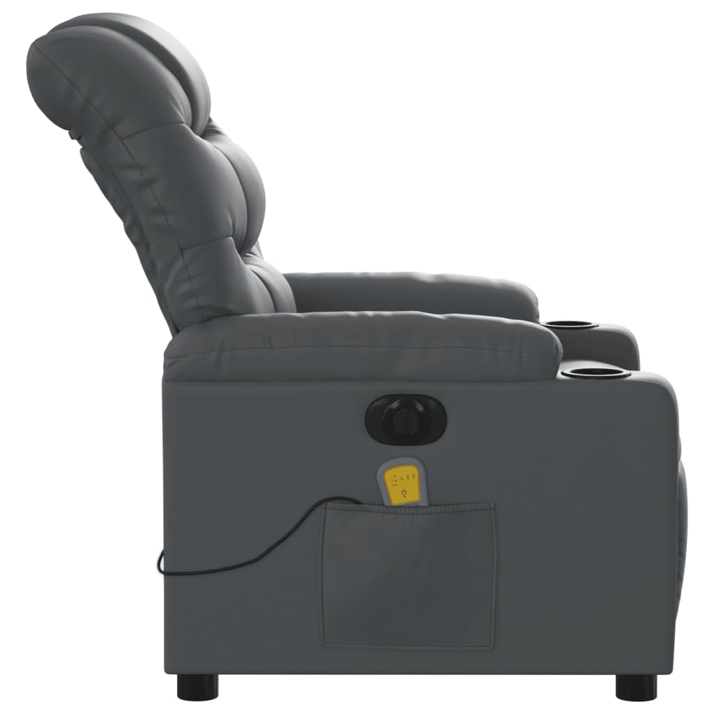 Massagestoel Verstelbaar Elektrisch Kunstleer Grijs