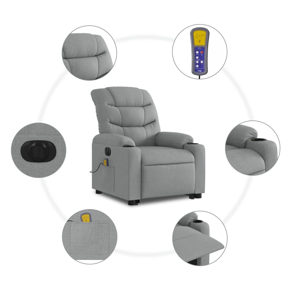 Sta-Op-Massagestoel Stof Lichtgrijs