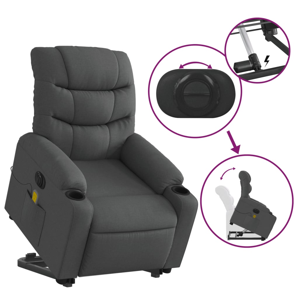 Sta-Op-Massagestoel Stof Donkergrijs