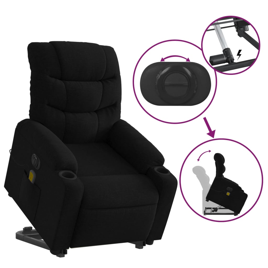Sta-Op-Massagestoel Stof Zwart