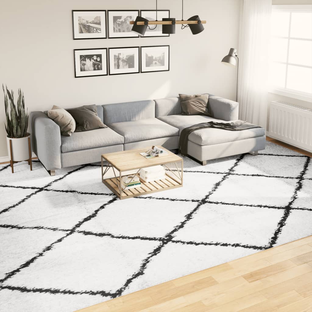 Vloerkleed Pamplona Shaggy Hoogpolig Crème En Zwart Cream And Black