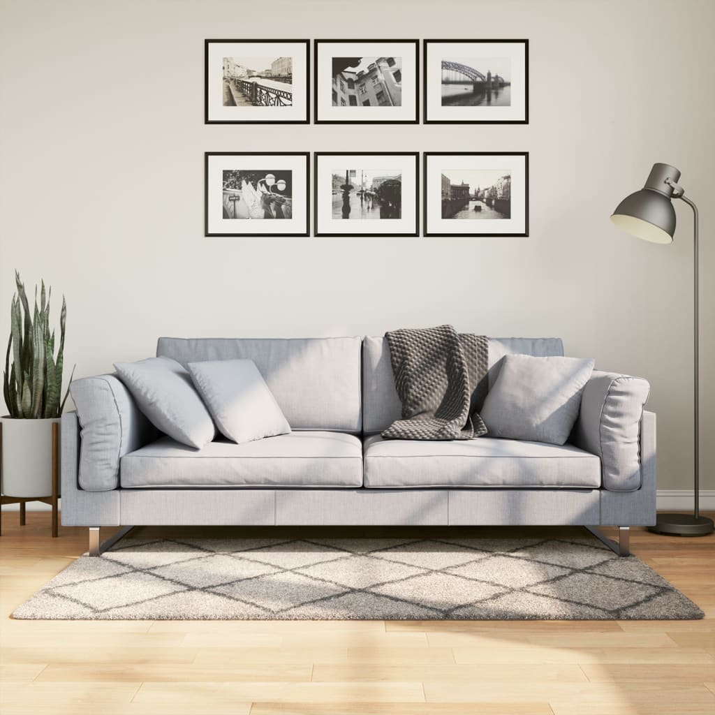 Vloerkleed Pamplona Shaggy Hoogpolig Beige En Antraciet